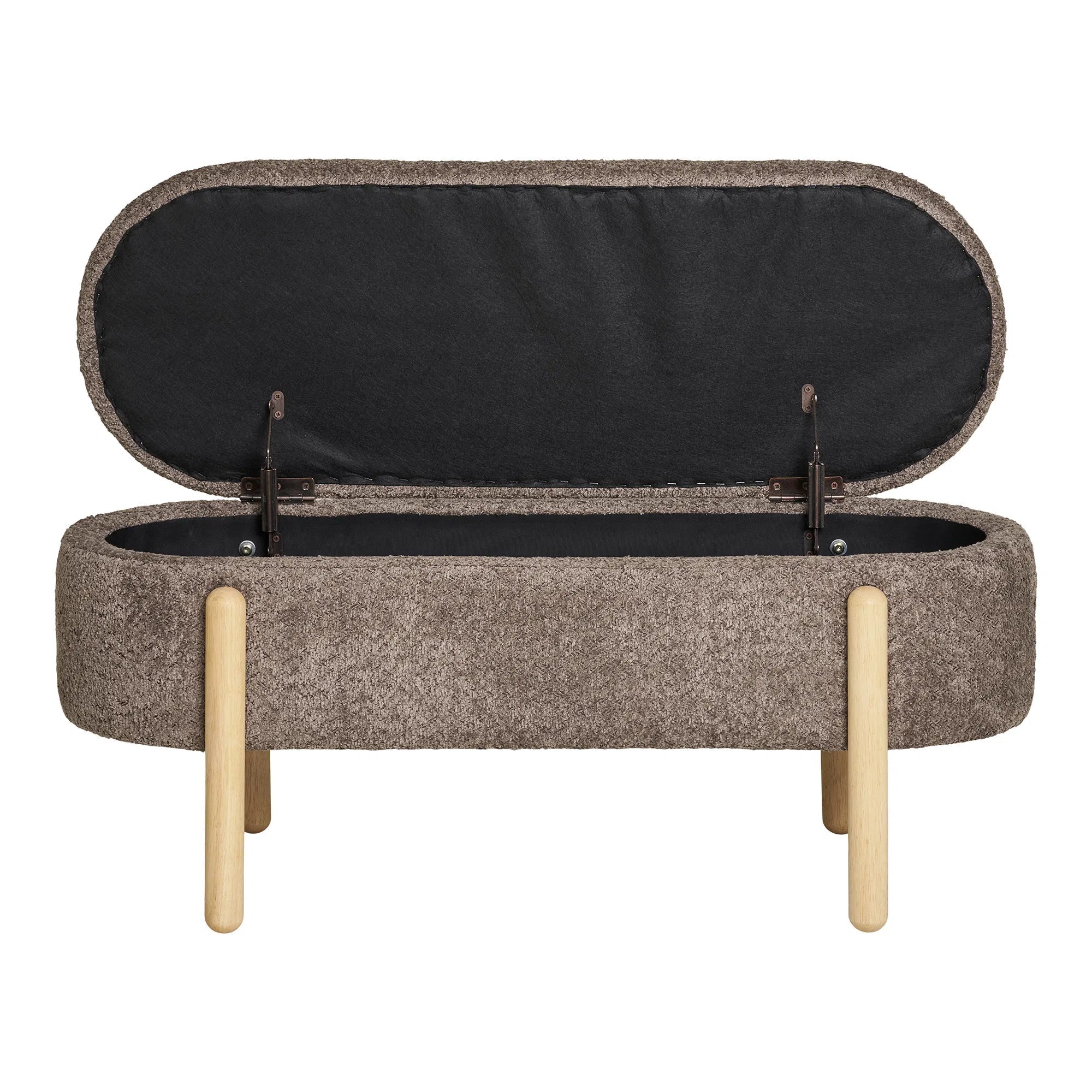 Eleganter Bianca Bouclé Beistellhocker Braun mit Praktischem Stauraum