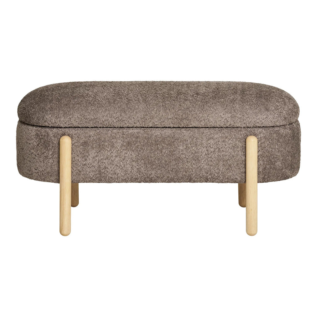 Eleganter Bianca Bouclé Beistellhocker Braun mit Praktischem Stauraum