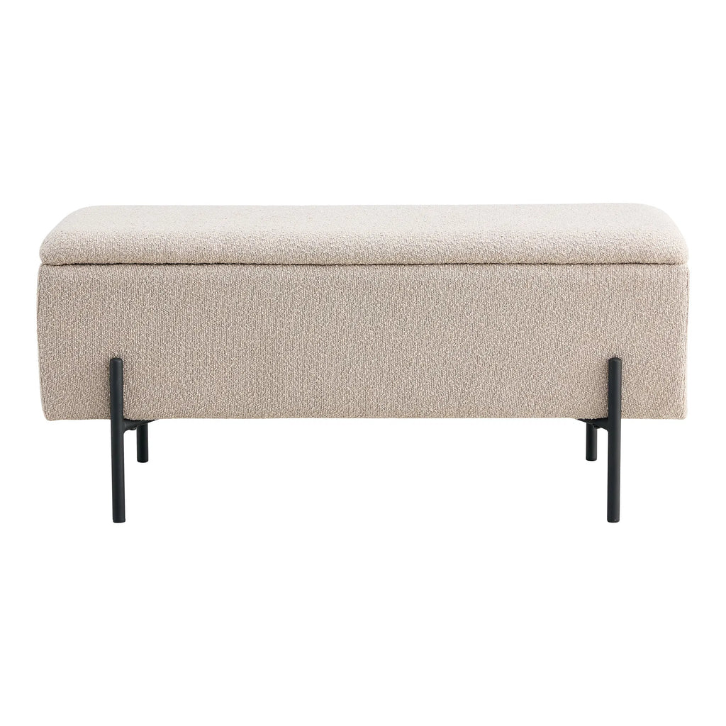 Elegante Bouclé Sitzbank Beige mit Stauraum für gemütliches Zuhause