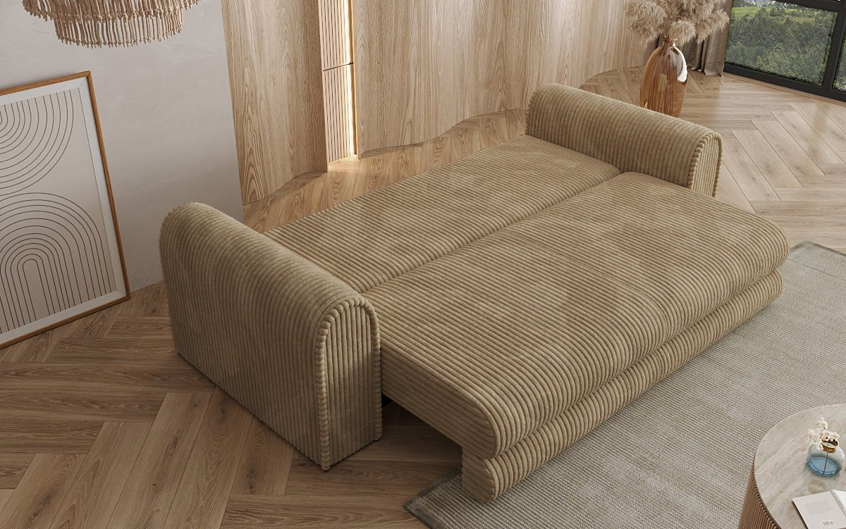 Luxuriöses Cord-Schlafsofa Lil Buddy: 3-Sitzer mit Bettfunktion & Stauraum