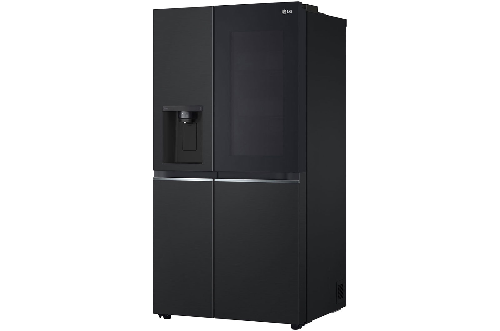 LG InstaView® Side-by-Side Kühlschrank: Klopfen-Anzeige, 635L, Eis- & Wasser-Spender, Matt Schwarz