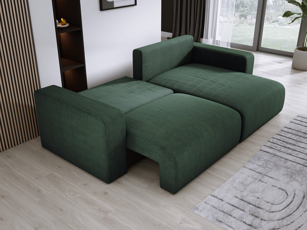 Modernes L-Form Cord Ecksofa Carl mit Schlaffunktion und integriertem Bettkasten