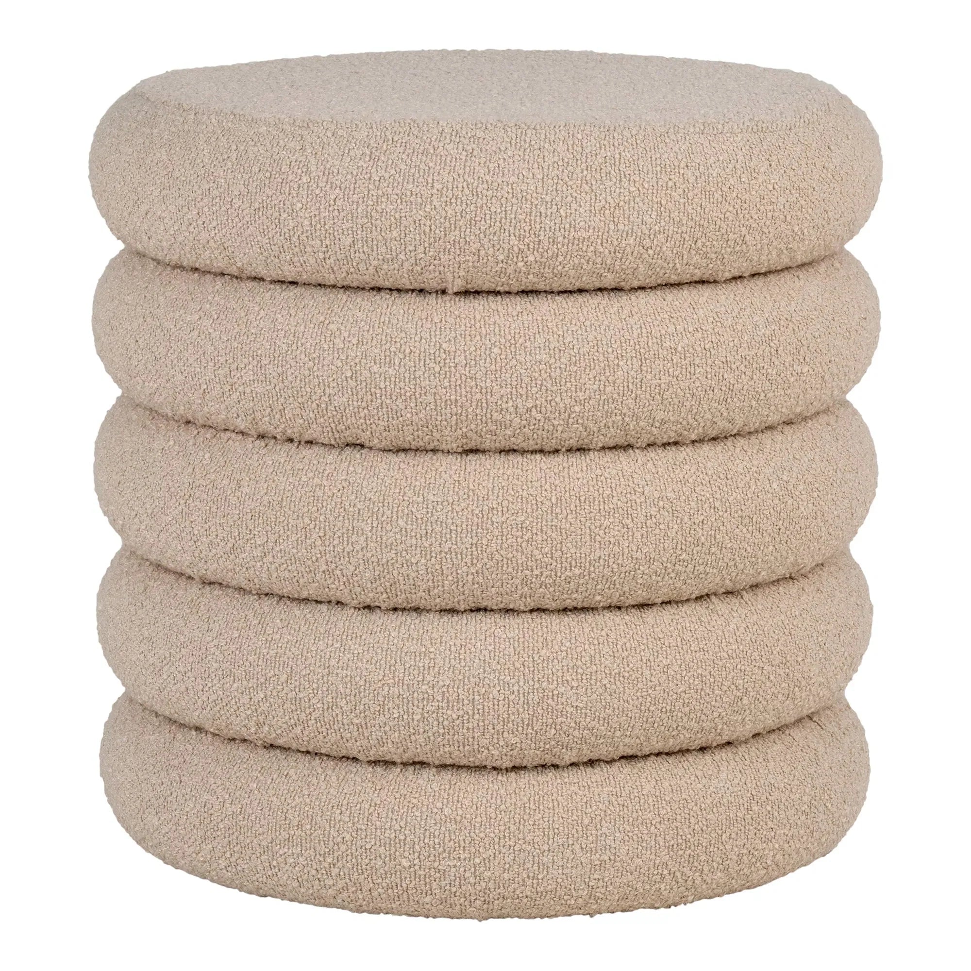 Lorea Luxuriöser Bouclé Beistellhocker Beige: Stilvoller Polsterhocker für Wohnzimmer