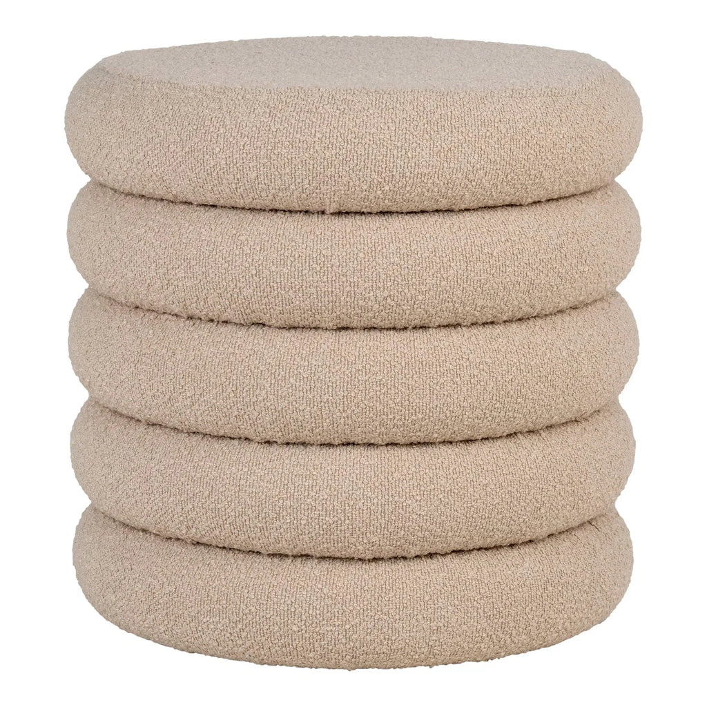 Lorea Luxuriöser Bouclé Beistellhocker Beige: Stilvoller Polsterhocker für Wohnzimmer