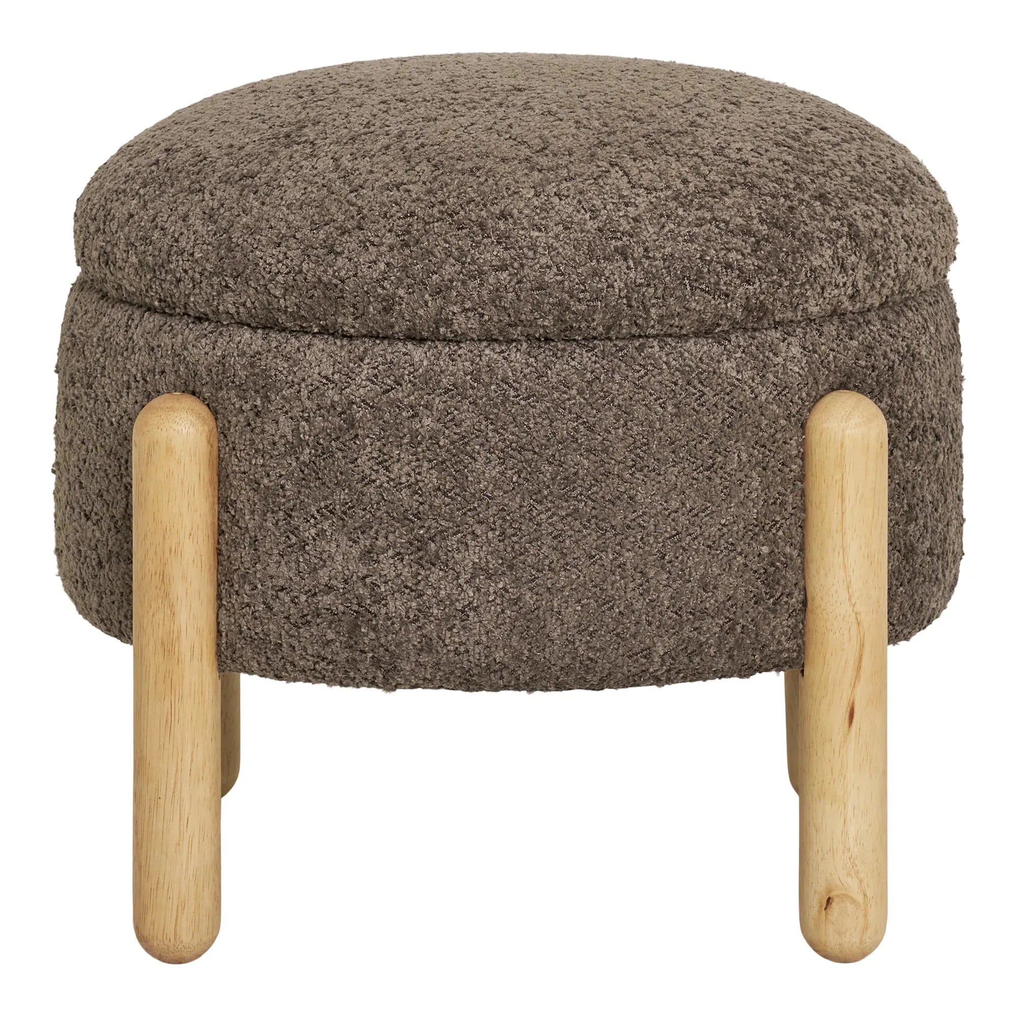 Eleganter Bouclé Beistellhocker Braun mit Stauraum: Gemütlich, Modern, Praktisch