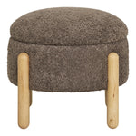 Lade das Bild in den Galerie-Viewer, Eleganter Bouclé Beistellhocker Braun mit Stauraum: Gemütlich, Modern, Praktisch
