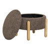 Eleganter Bouclé Beistellhocker Braun mit Stauraum: Gemütlich, Modern, Praktisch