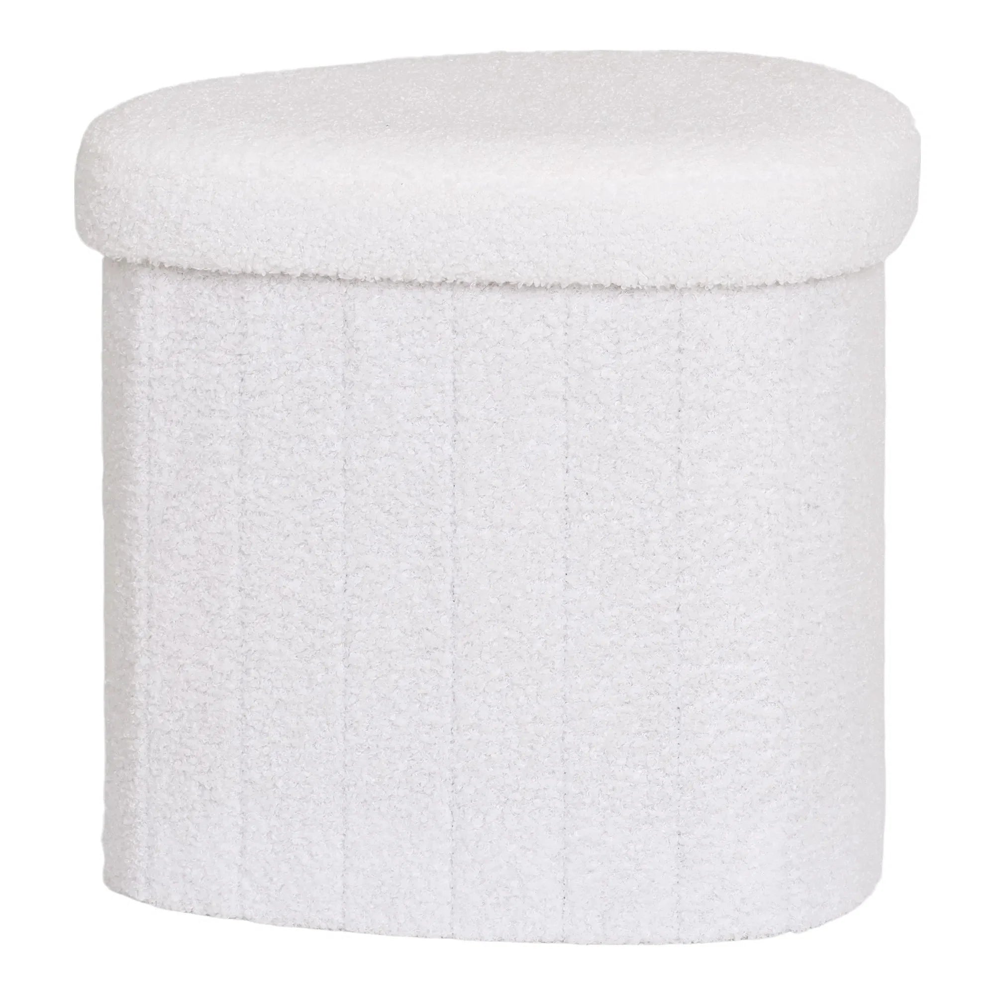 Eleganter Lumino Bouclé Beistellhocker Weiß mit Praktischem Stauraum – Modern & Vielseitig