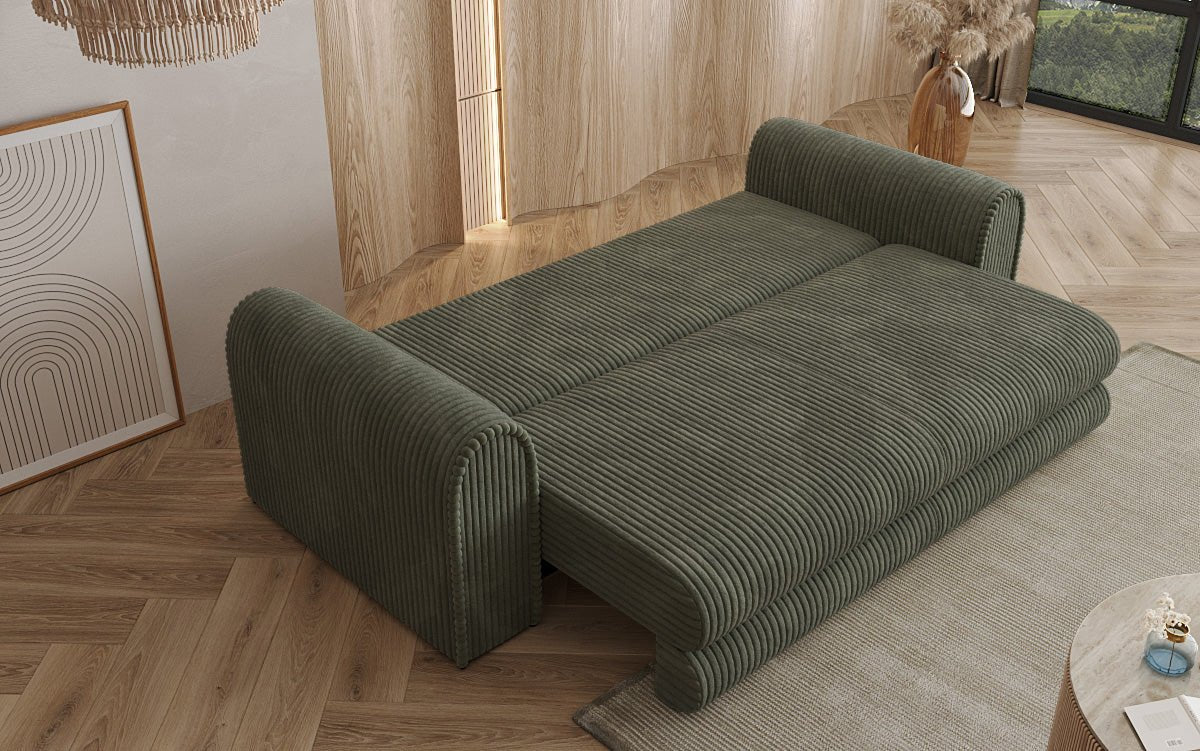 Luxuriöses Cord-Schlafsofa Lil Buddy: 3-Sitzer mit Bettfunktion & Stauraum