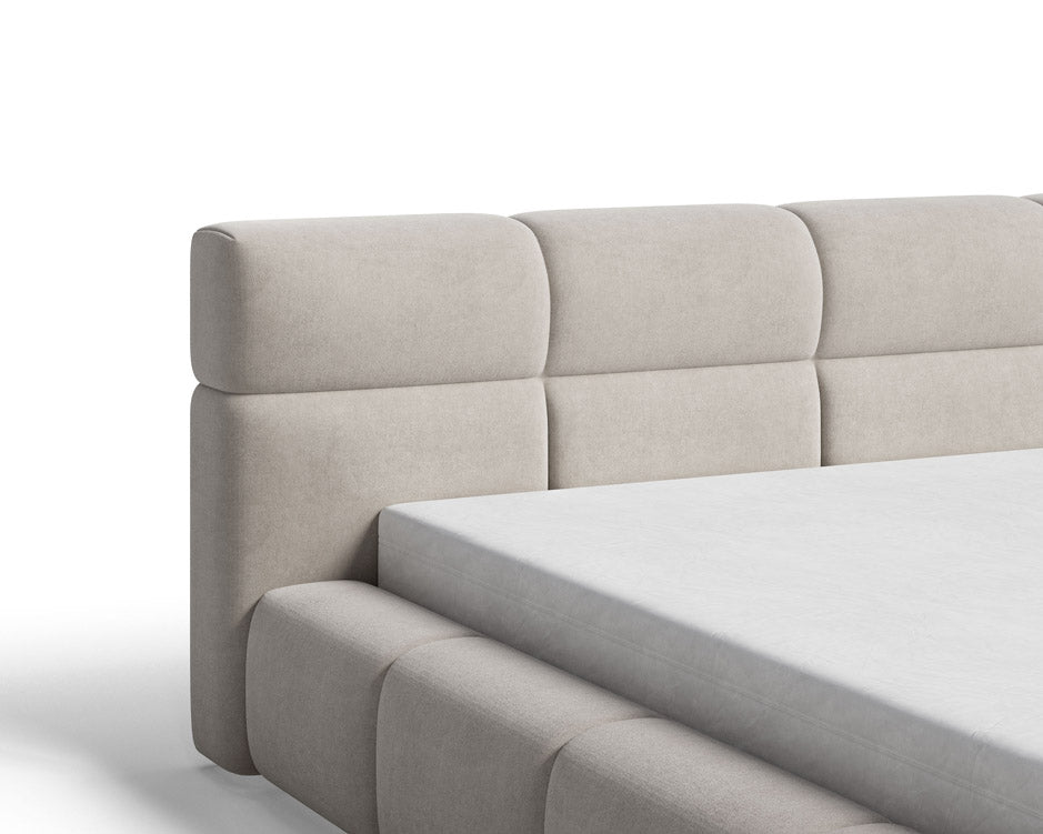 Lora Samt Designer Polsterbett mit Stauraum: Eleganz und Funktion vereint