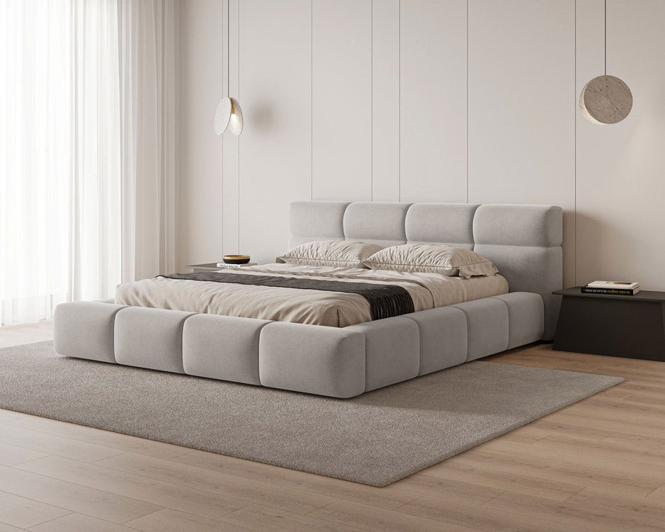 Lora Samt Designer Polsterbett mit Stauraum: Eleganz und Funktion vereint