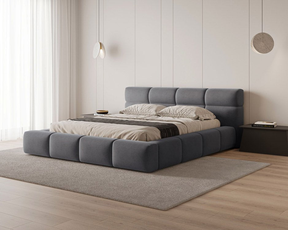 Lora Samt Designer Polsterbett mit Stauraum: Eleganz und Funktion vereint