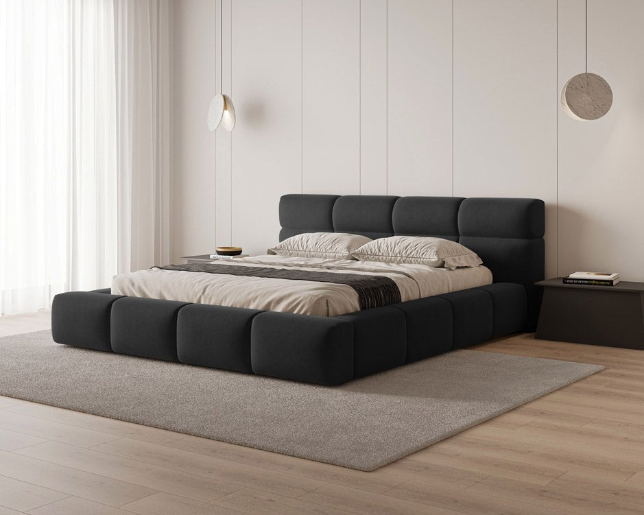 Lora Samt Designer Polsterbett mit Stauraum: Eleganz und Funktion vereint
