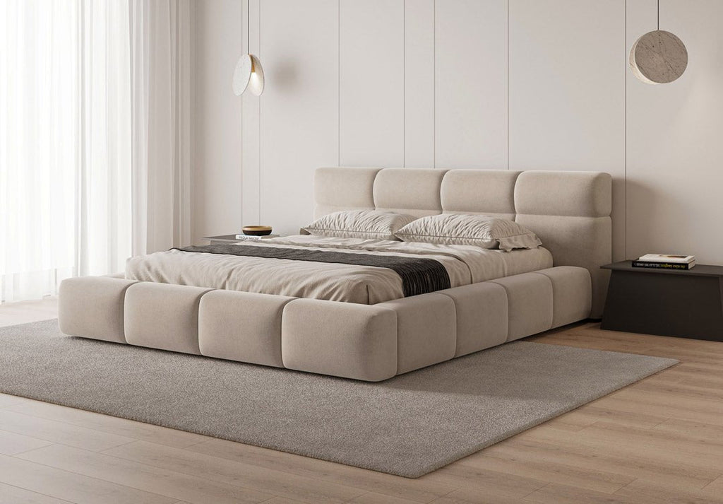 Lora Samt Designer Polsterbett mit Stauraum: Eleganz und Funktion vereint