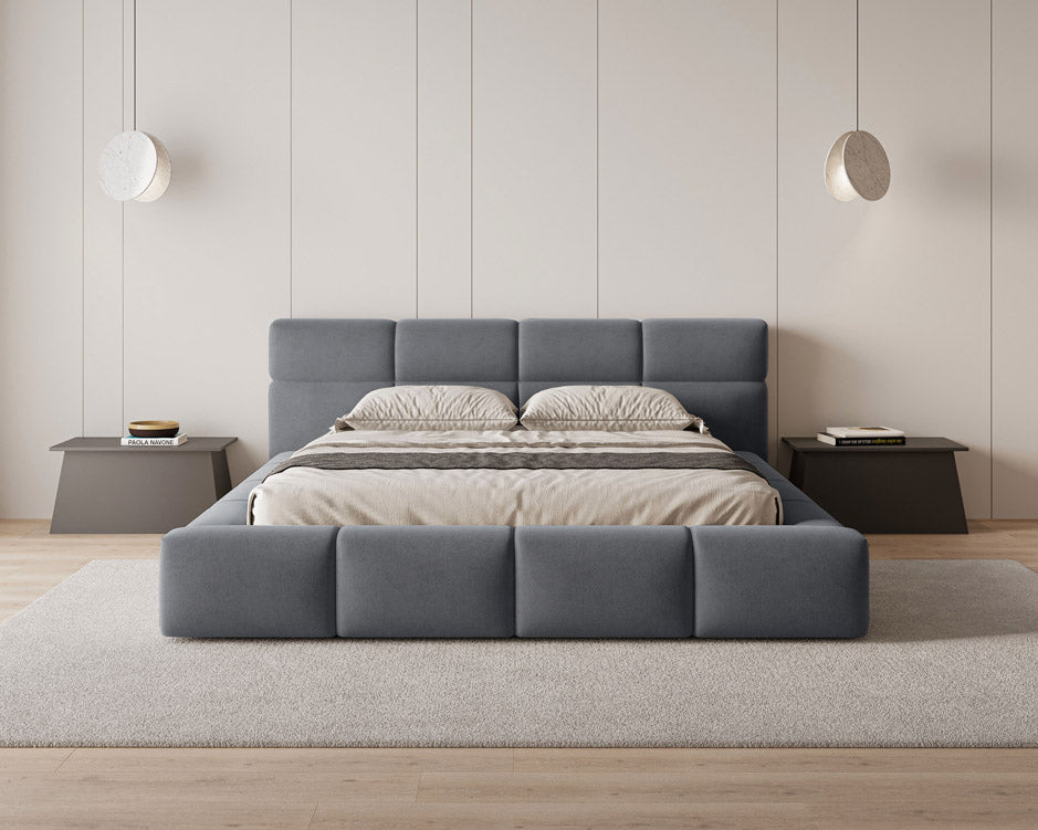 Lora Samt Designer Polsterbett mit Stauraum: Eleganz und Funktion vereint