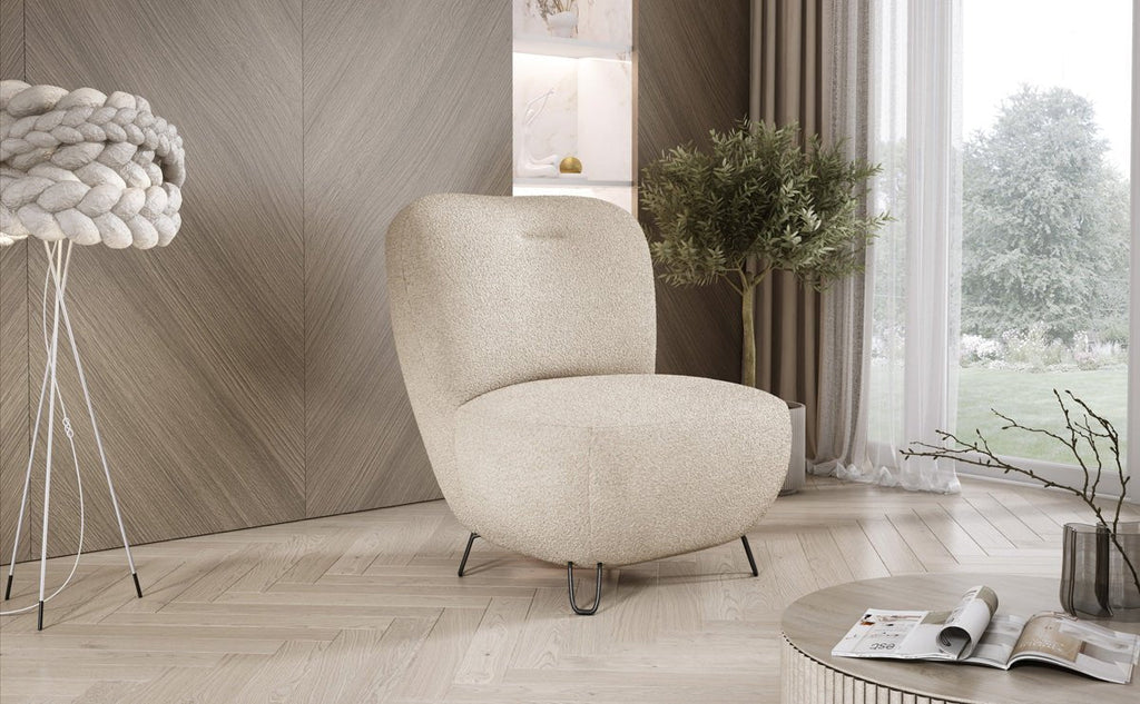 Tokyo Designer Bouclé Sessel: Gemütlicher, Stilvoller Polstersessel für Modernes Wohnen
