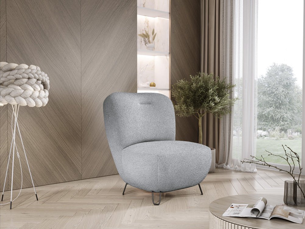 Tokyo Designer Bouclé Sessel: Gemütlicher, Stilvoller Polstersessel für Modernes Wohnen