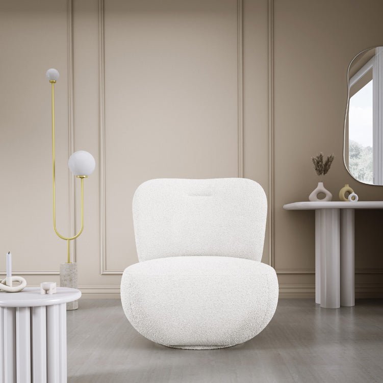 Eleganter Kyoto Designer Bouclé Sessel mit 360° Drehfunktion – Komfort trifft Stil