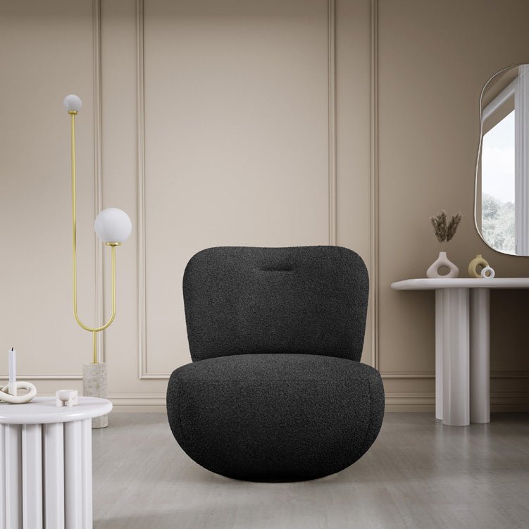 Eleganter Kyoto Designer Bouclé Sessel mit 360° Drehfunktion – Komfort trifft Stil