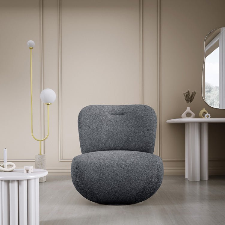Eleganter Kyoto Designer Bouclé Sessel mit 360° Drehfunktion – Komfort trifft Stil