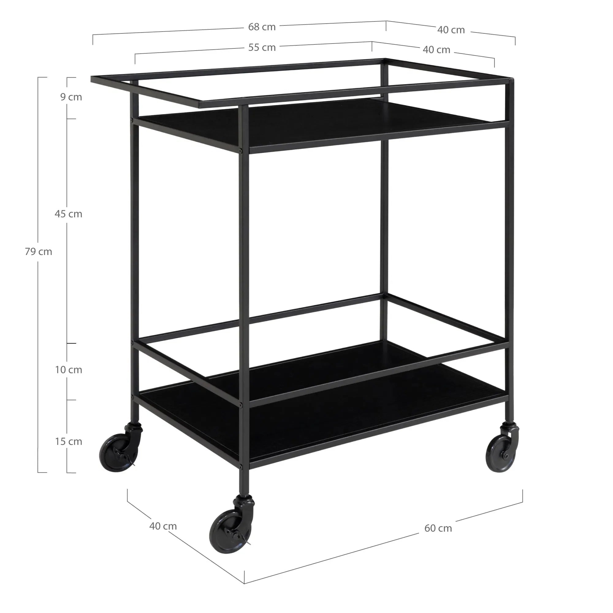 Eleganter Quarto Servierwagen Metallgestell: Vielseitiger Rollwagen für Küche & Bar