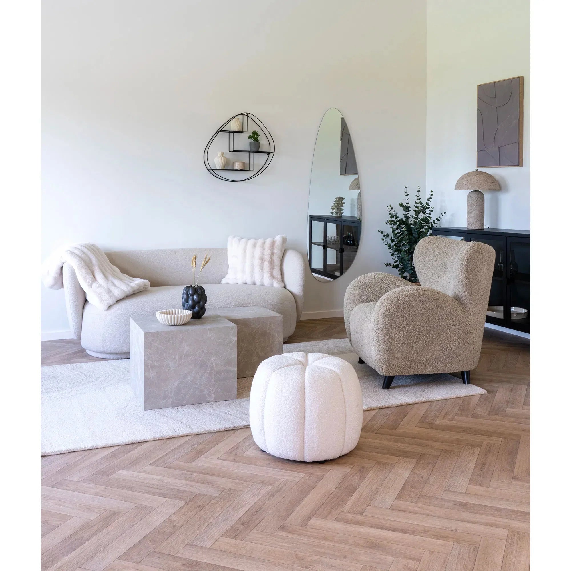Eleganter Designer Couchtisch Paris: 2er Set mit Luxuriöser Marmor-Optik