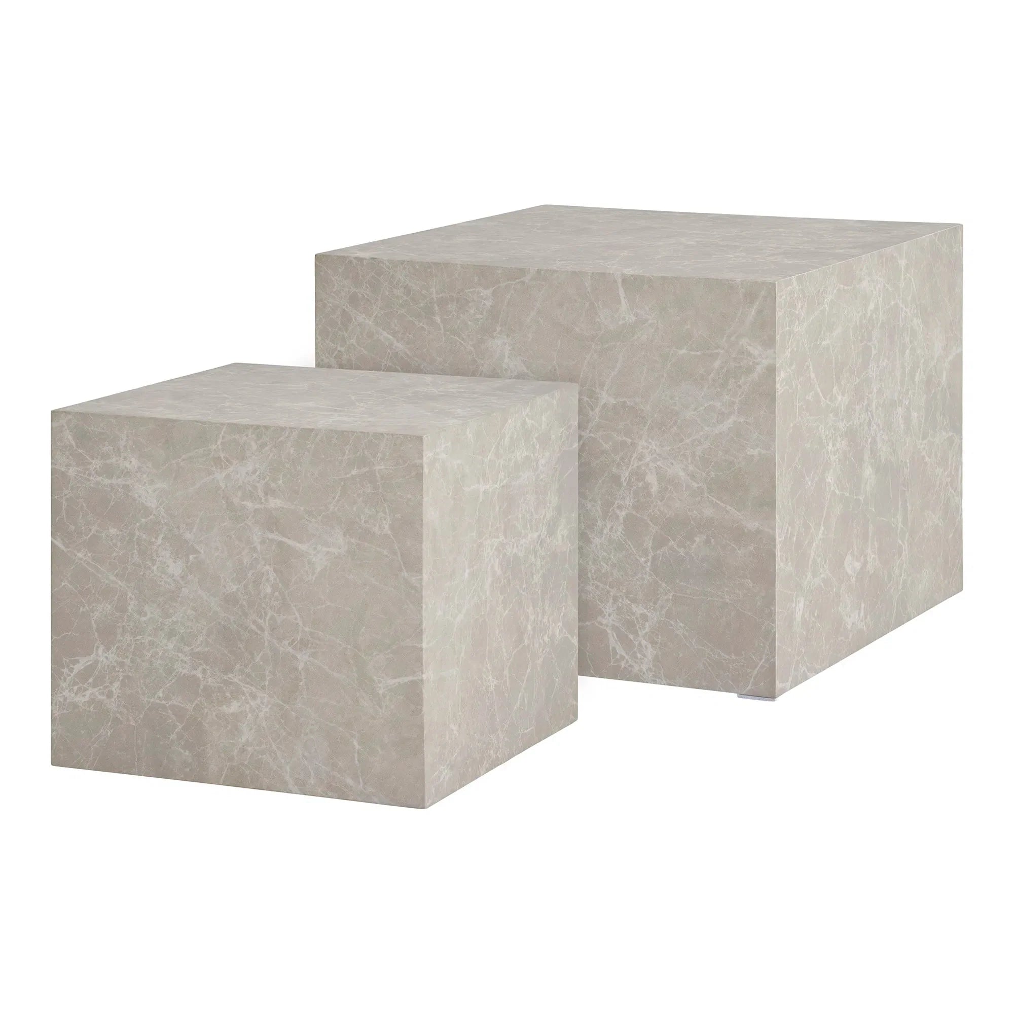 Eleganter Designer Couchtisch Paris: 2er Set mit Luxuriöser Marmor-Optik
