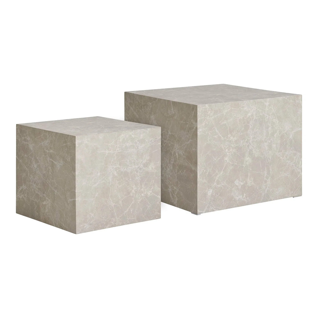 Eleganter Designer Couchtisch Paris: 2er Set mit Luxuriöser Marmor-Optik
