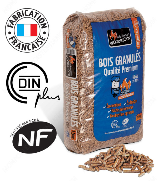 Premium Holzpellets WOODSTOCK – 1 Palette mit 78 Säcken à 15 kg