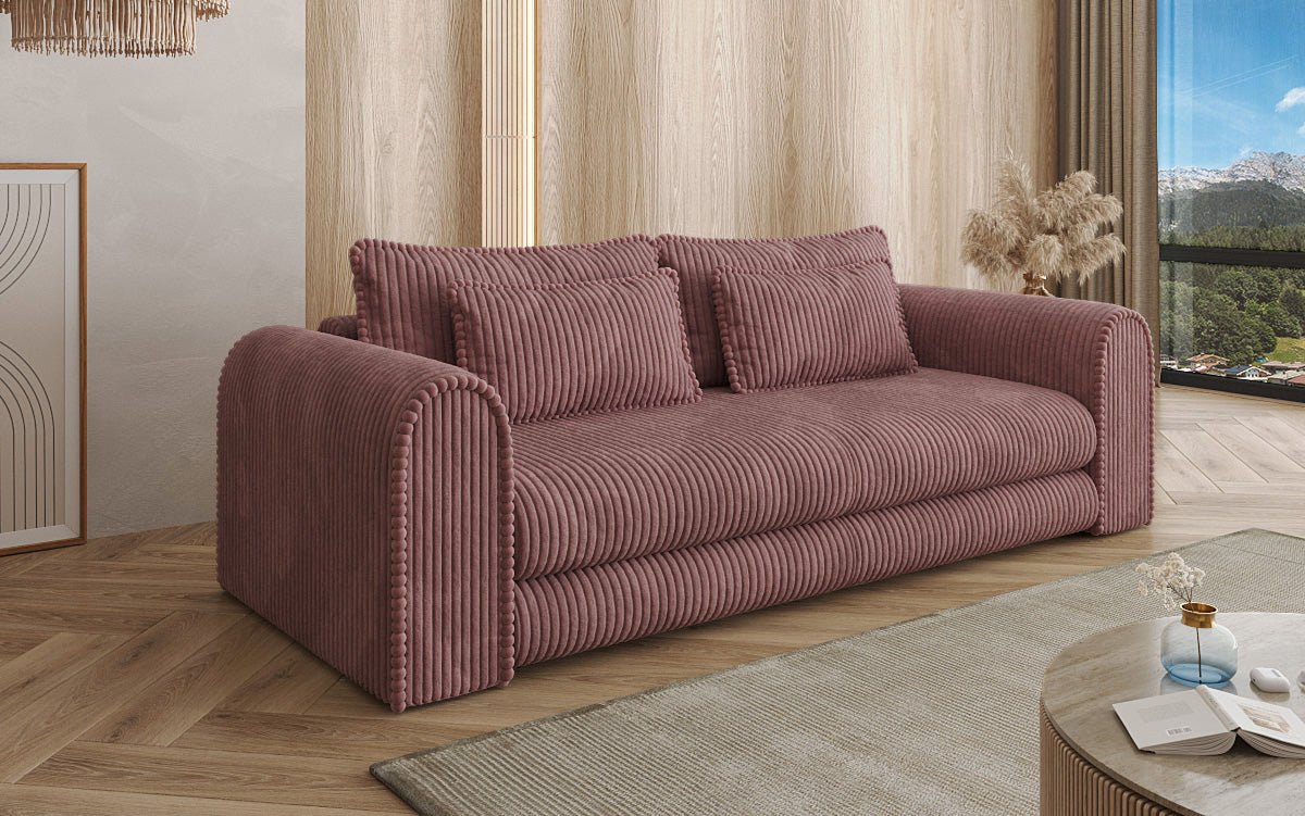 Luxuriöses Cord-Schlafsofa Lil Buddy: 3-Sitzer mit Bettfunktion & Stauraum