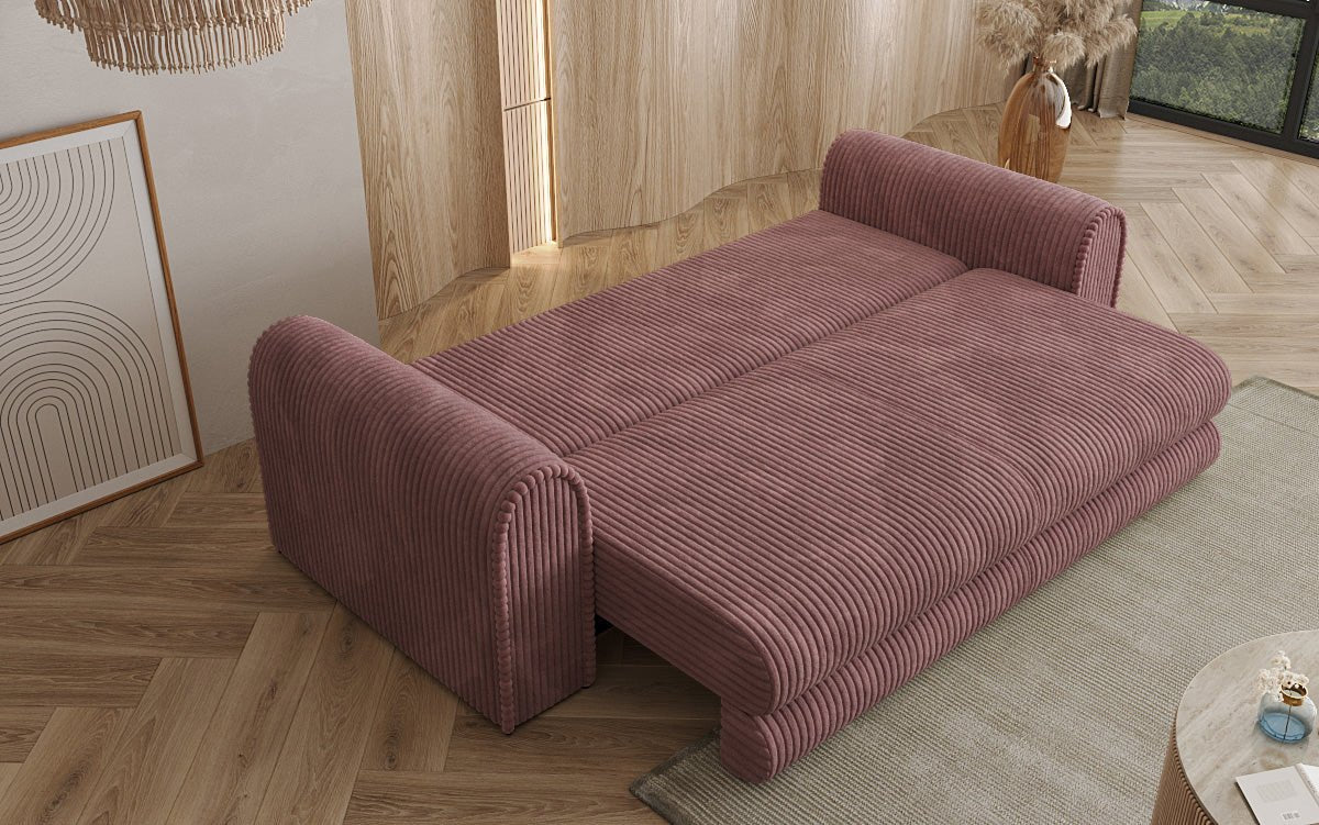 Luxuriöses Cord-Schlafsofa Lil Buddy: 3-Sitzer mit Bettfunktion & Stauraum