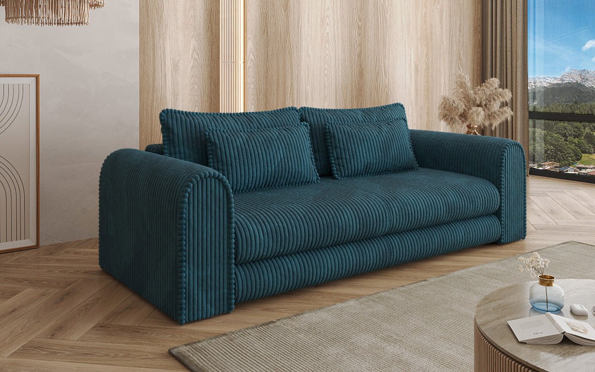 Luxuriöses Cord-Schlafsofa Lil Buddy: 3-Sitzer mit Bettfunktion & Stauraum