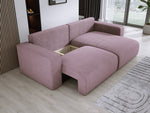 Lade das Bild in den Galerie-Viewer, Modernes L-Form Cord Ecksofa Carl mit Schlaffunktion und integriertem Bettkasten
