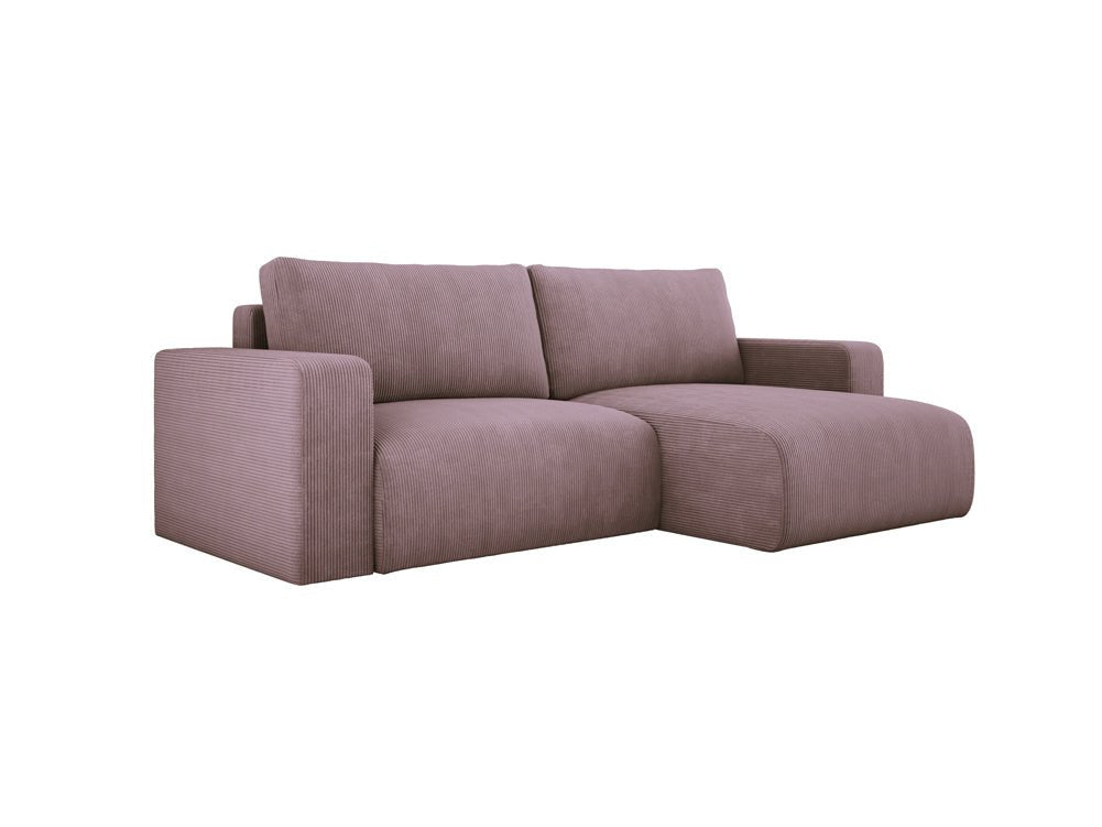 Modernes L-Form Cord Ecksofa Carl mit Schlaffunktion und integriertem Bettkasten