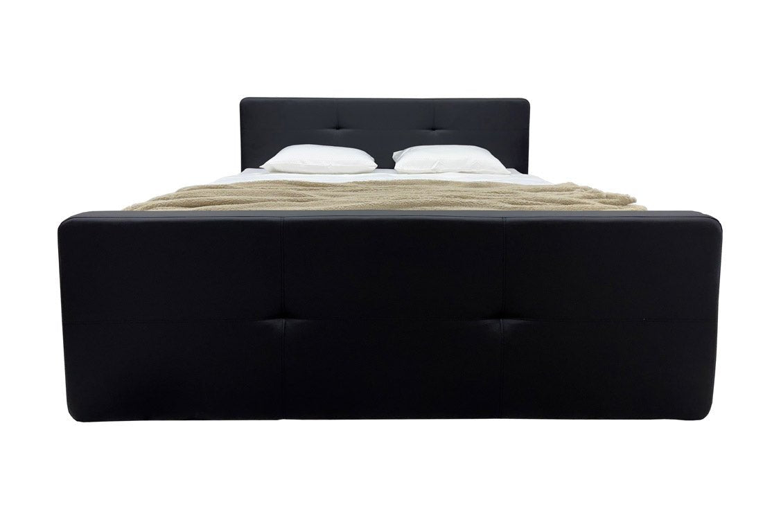 Luxuriöses Boxspringbett Oakland: LED-Beleuchtung, Kunstleder, 180x200 cm, H3 Komfort