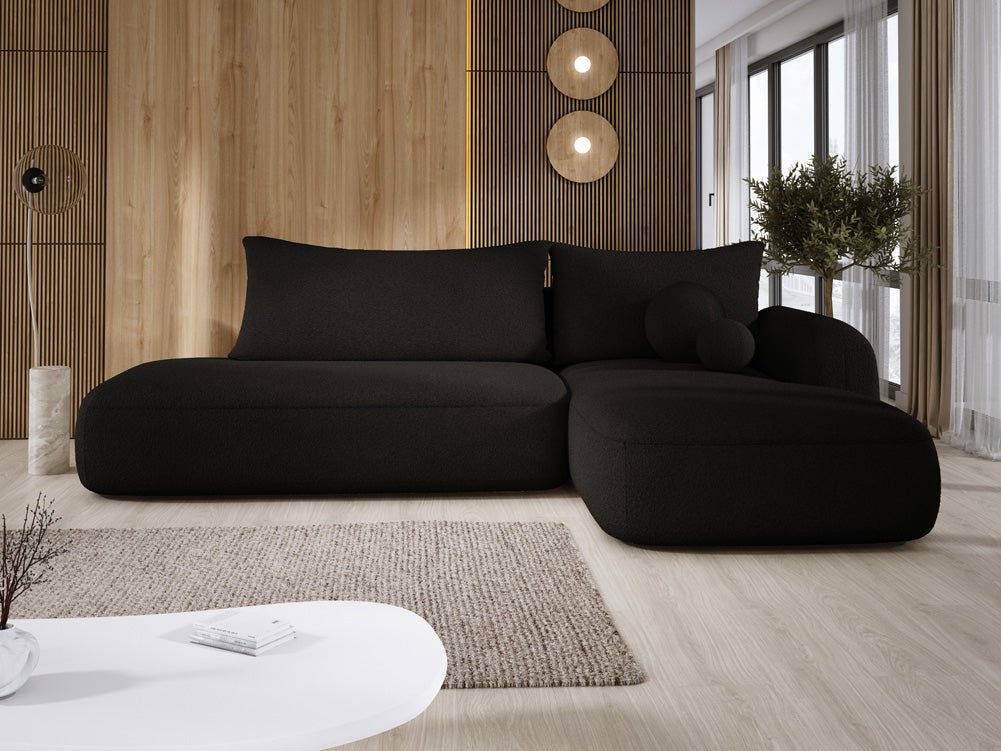 Modernes Designer Ecksofa Babu Bouclé: Komfortables Schlafsofa mit Klappfunktion für Zuhause