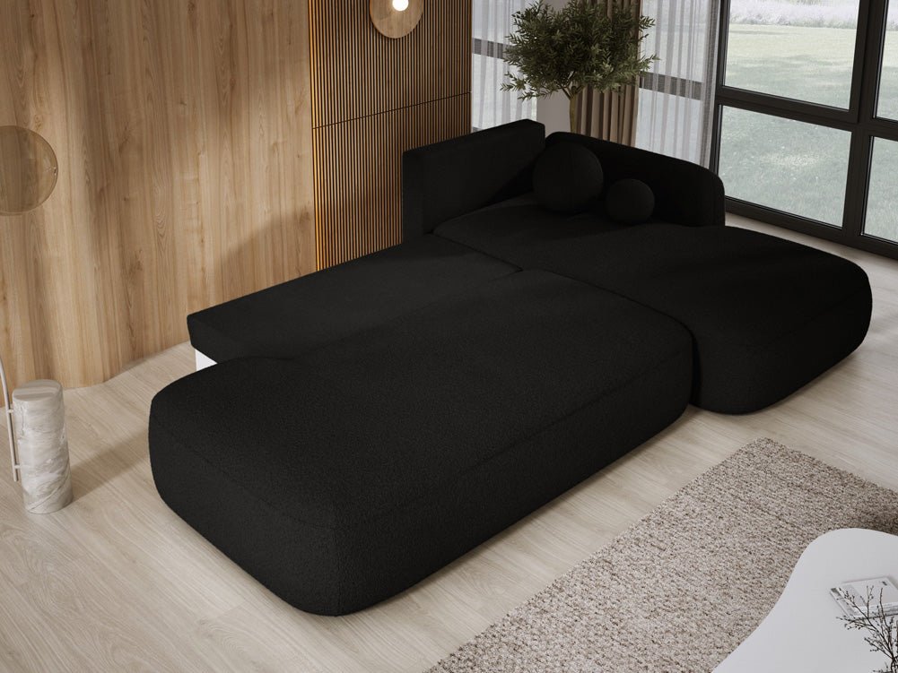 Modernes Designer Ecksofa Babu Bouclé: Komfortables Schlafsofa mit Klappfunktion für Zuhause