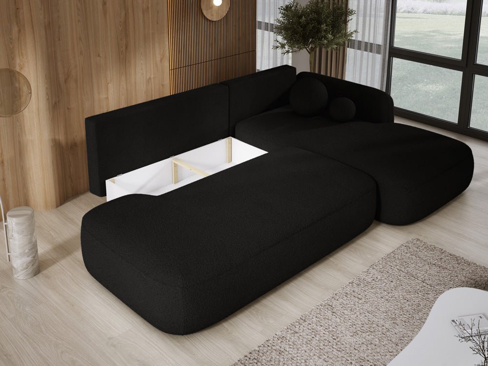 Modernes Designer Ecksofa Babu Bouclé: Komfortables Schlafsofa mit Klappfunktion für Zuhause