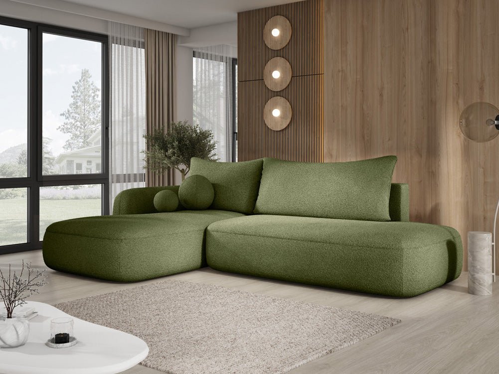 Modernes Designer Ecksofa Babu Bouclé: Komfortables Schlafsofa mit Klappfunktion für Zuhause