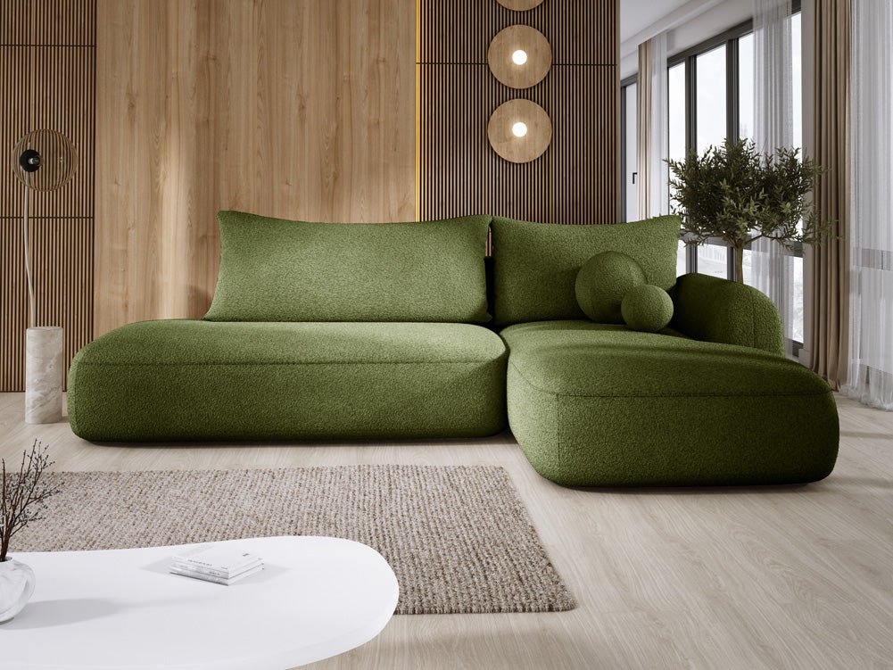 Modernes Designer Ecksofa Babu Bouclé: Komfortables Schlafsofa mit Klappfunktion für Zuhause