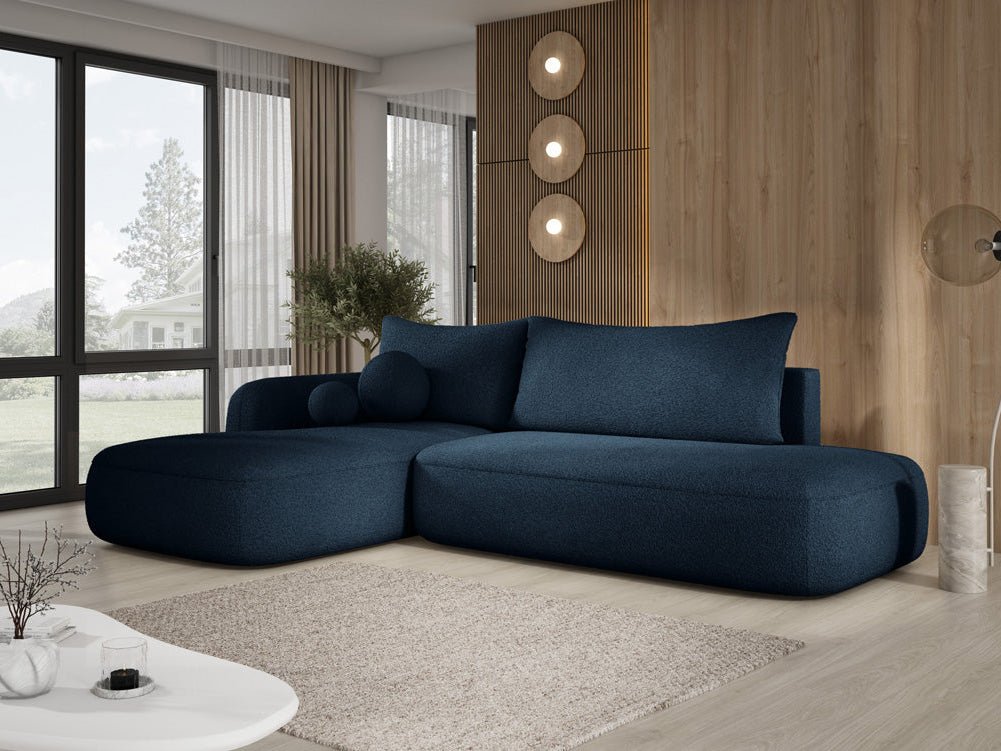 Modernes Designer Ecksofa Babu Bouclé: Komfortables Schlafsofa mit Klappfunktion für Zuhause