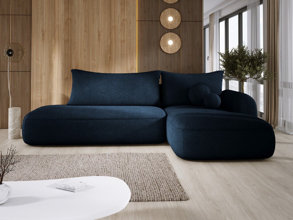 Modernes Designer Ecksofa Babu Bouclé: Komfortables Schlafsofa mit Klappfunktion für Zuhause