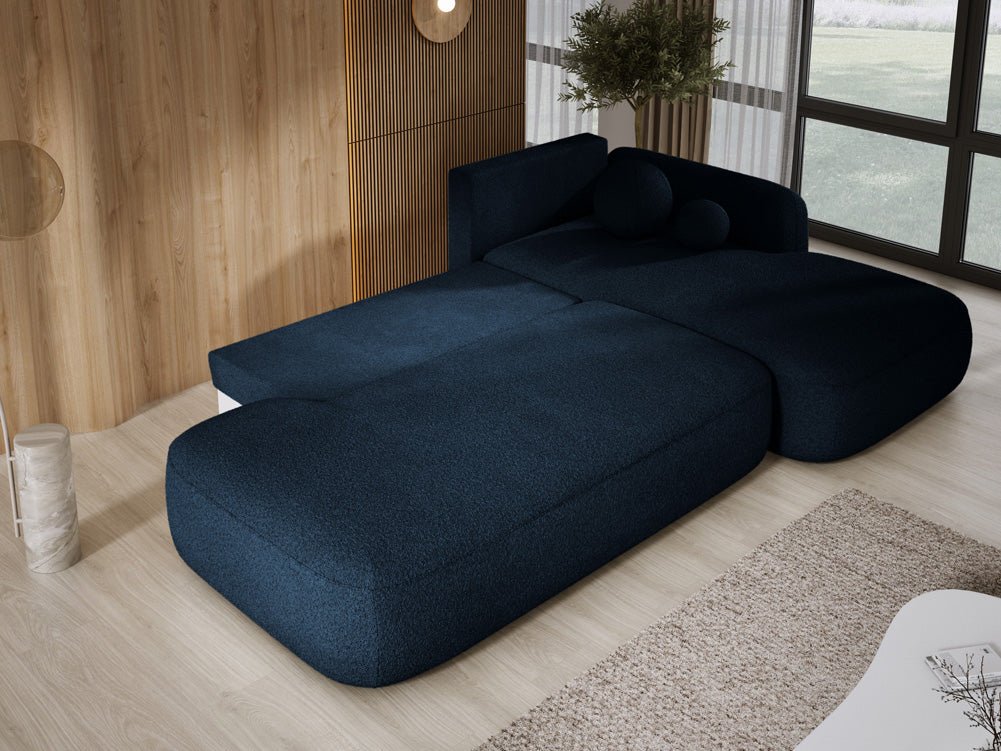 Modernes Designer Ecksofa Babu Bouclé: Komfortables Schlafsofa mit Klappfunktion für Zuhause