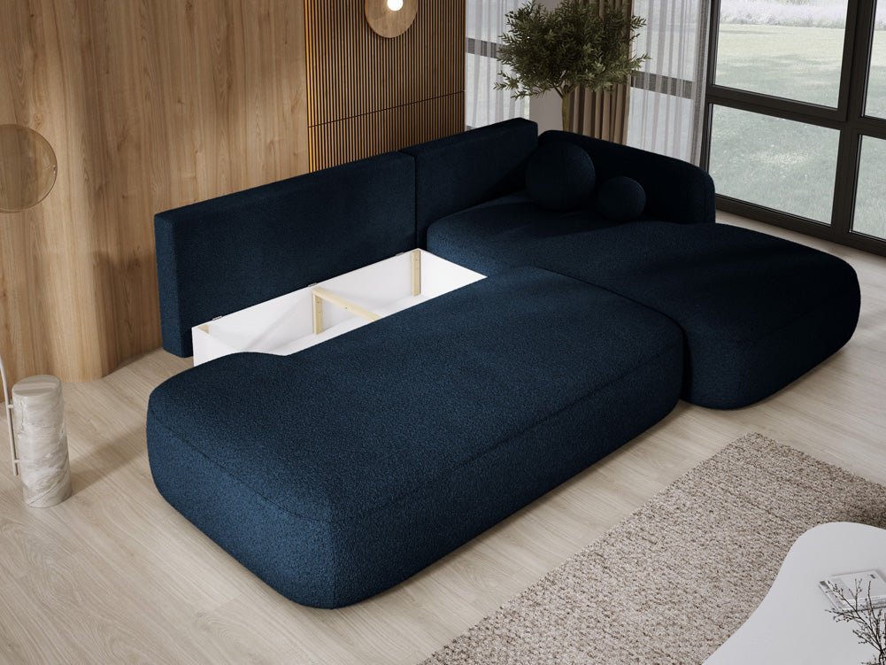Modernes Designer Ecksofa Babu Bouclé: Komfortables Schlafsofa mit Klappfunktion für Zuhause