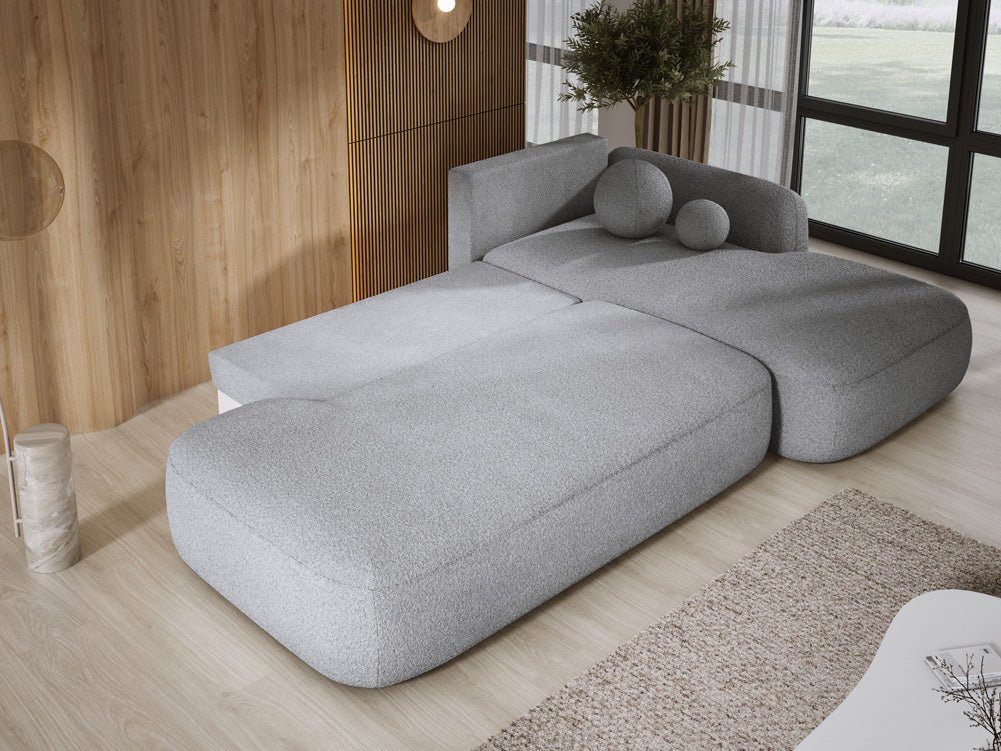 Modernes Designer Ecksofa Babu Bouclé: Komfortables Schlafsofa mit Klappfunktion für Zuhause