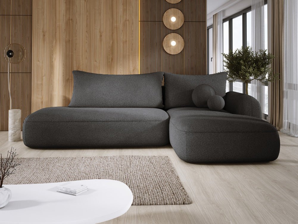 Modernes Designer Ecksofa Babu Bouclé: Komfortables Schlafsofa mit Klappfunktion für Zuhause
