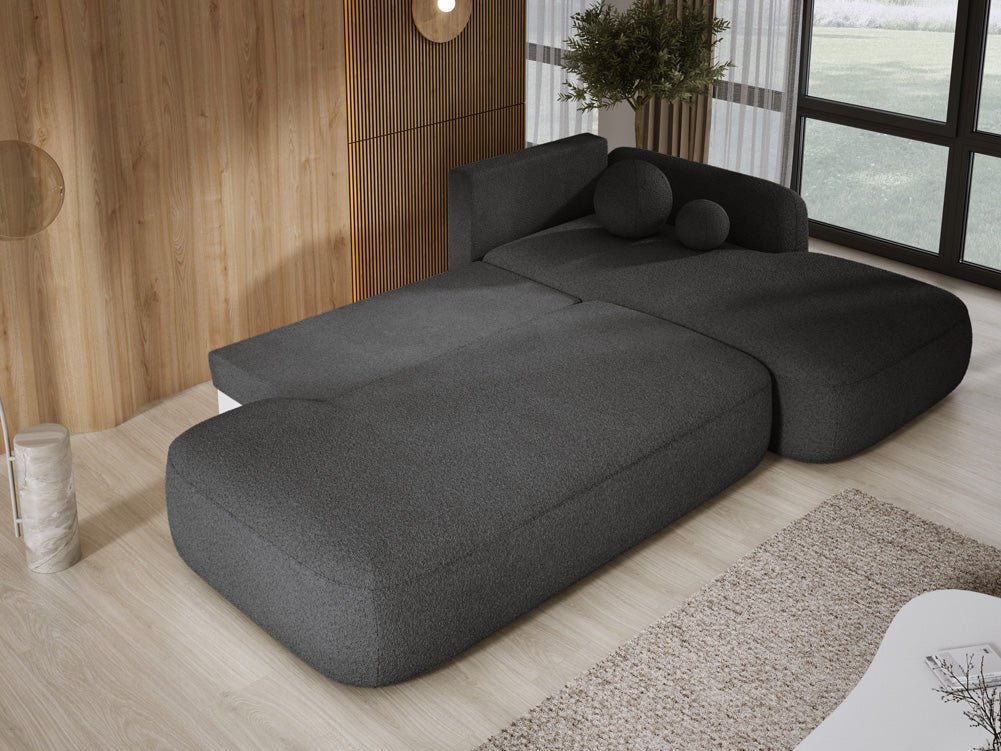 Modernes Designer Ecksofa Babu Bouclé: Komfortables Schlafsofa mit Klappfunktion für Zuhause