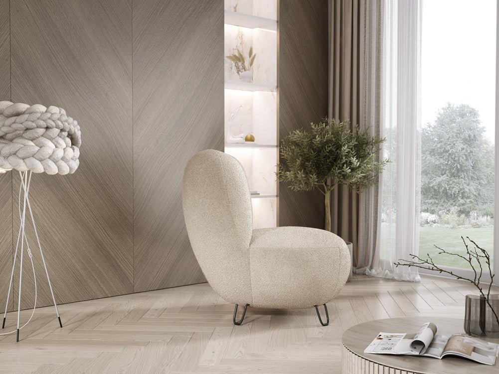 Tokyo Designer Bouclé Sessel: Gemütlicher, Stilvoller Polstersessel für Modernes Wohnen