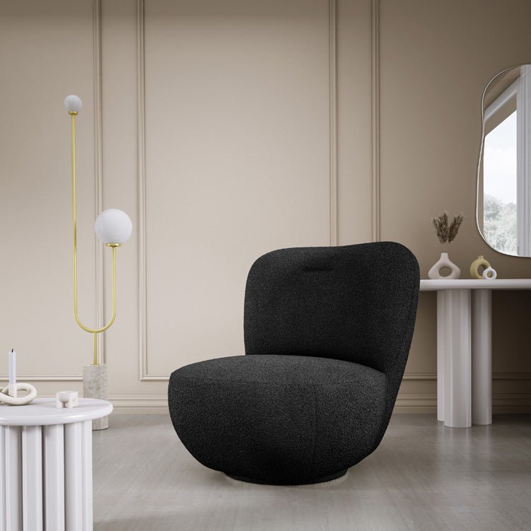 Eleganter Kyoto Designer Bouclé Sessel mit 360° Drehfunktion – Komfort trifft Stil