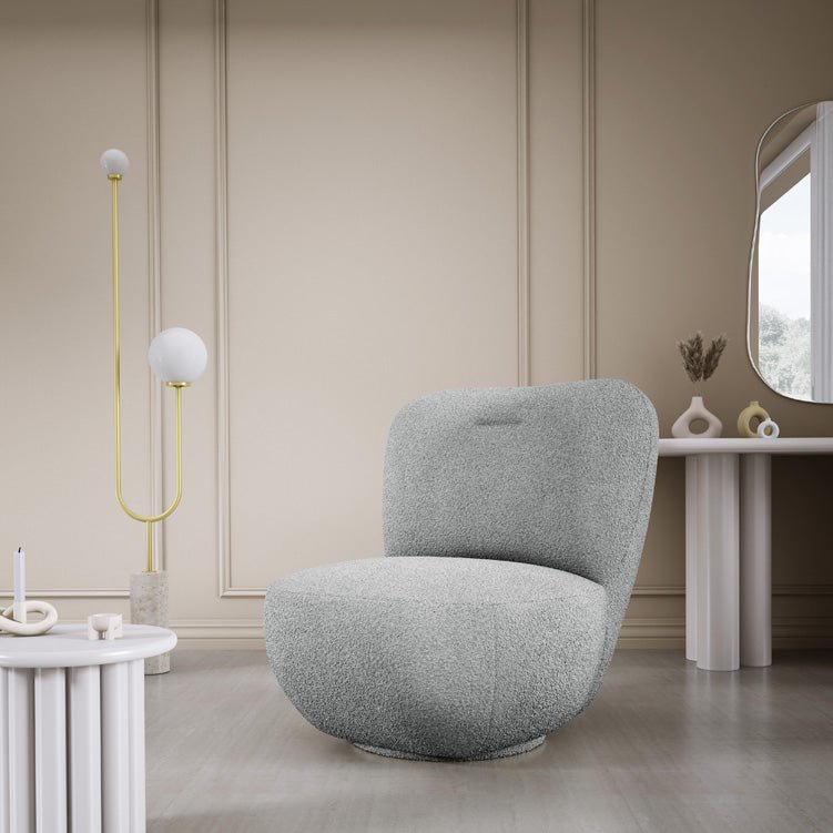 Eleganter Kyoto Designer Bouclé Sessel mit 360° Drehfunktion – Komfort trifft Stil